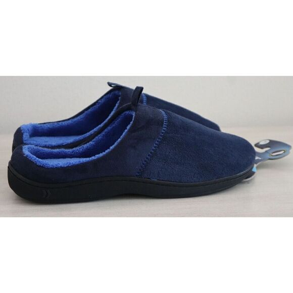 Isotoner A92509 Men Sz L (9.5-10.5) Navy Blue Jared Memory Foam Moc Slippers - Picture 4 of 7